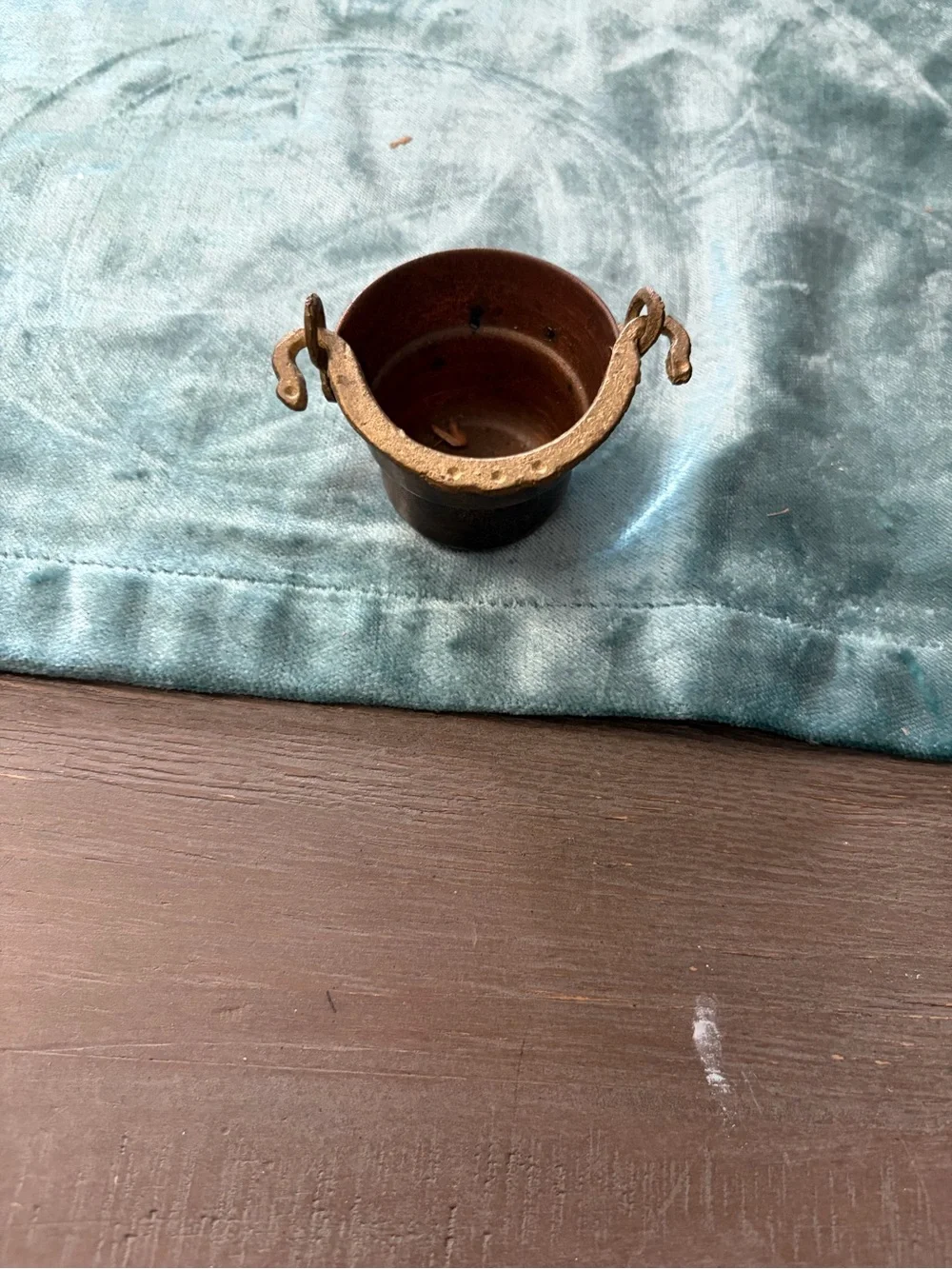 Antique-Style Copper Mini Bucket Decorative Accent - Brown